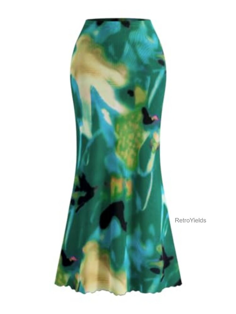 Floral Mesh Bodycon Maxi Skirt High Waisted Fishtail Summer Skirt